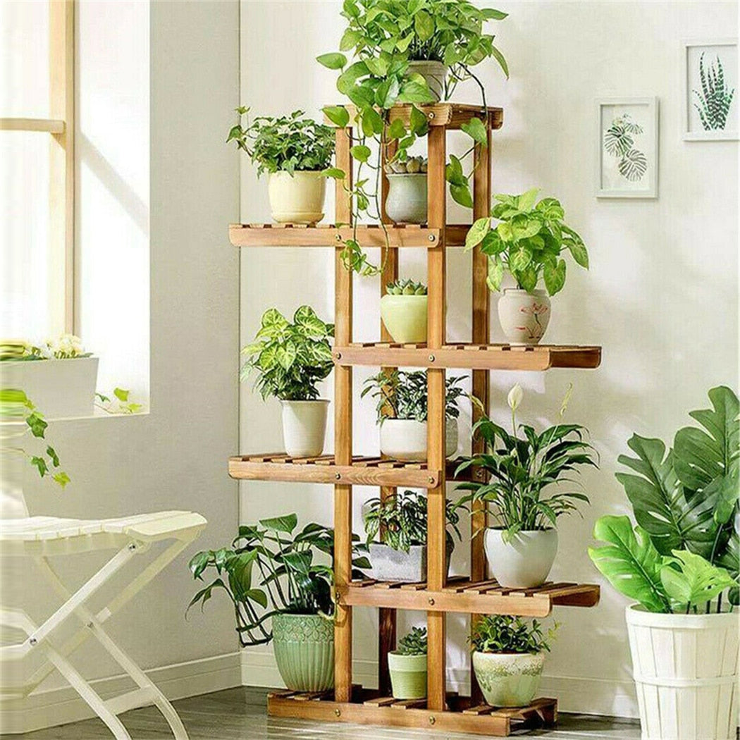 Tier Wooden Plant Stand Carbonized Wood Plant Stand Holder