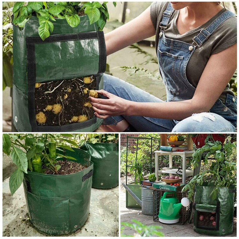 Durable Potato Grow Bag PE Vegetable Onion Plant Bag with Handle Thickened Garden Carrot Taro Peanut Growing Bag