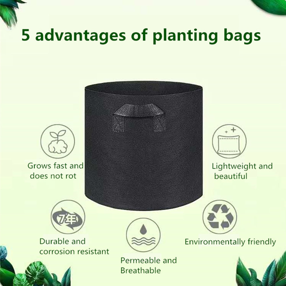 Planting bag black/grey potato fabric vegetable seedling  growing pot garden tools 1-15 gallon eco-friendly grow bag