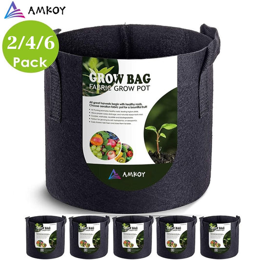 AMKOY 1-10 Gallon Fabric Garden Potato Grow Container Bag Plant Seed Growing Bag Flower Pots Vegetable Planter Tool with Handle